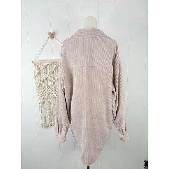 Reserve Fairfax Oversized Corduroy Shacket Womens Medium Mauve Beige Button Up - Picture 6 of 9
